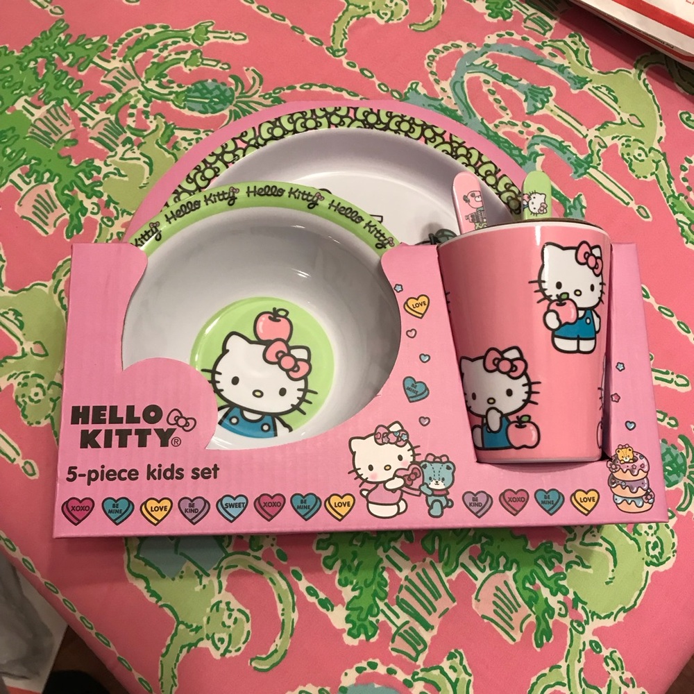 Zrike Hello Kitty 5 piece kids dinnerware melamine set